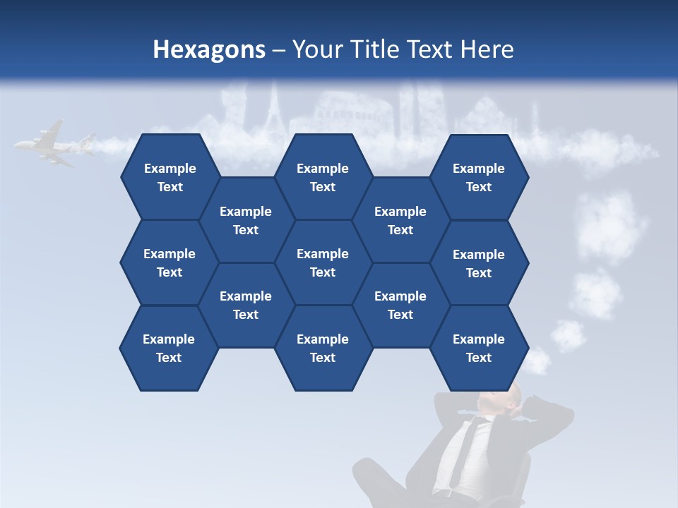 A Man Sitting In A Chair With A Plane In The Sky PowerPoint Template