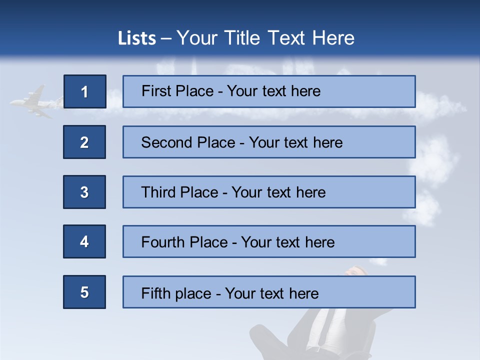 A Man Sitting In A Chair With A Plane In The Sky PowerPoint Template