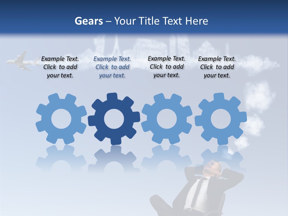 A Man Sitting In A Chair With A Plane In The Sky PowerPoint Template