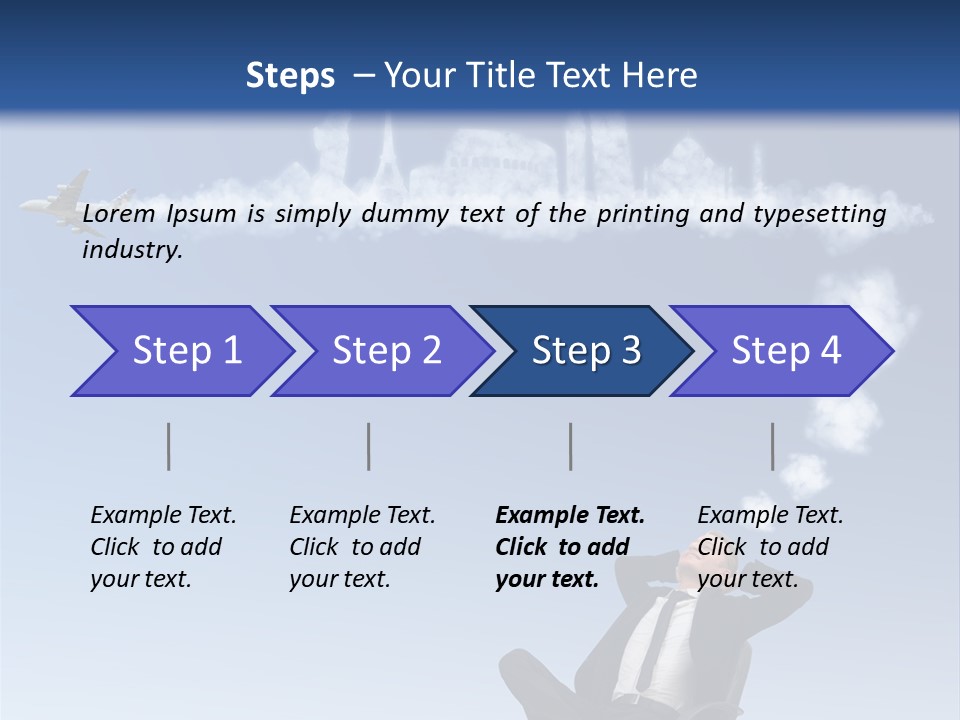 A Man Sitting In A Chair With A Plane In The Sky PowerPoint Template
