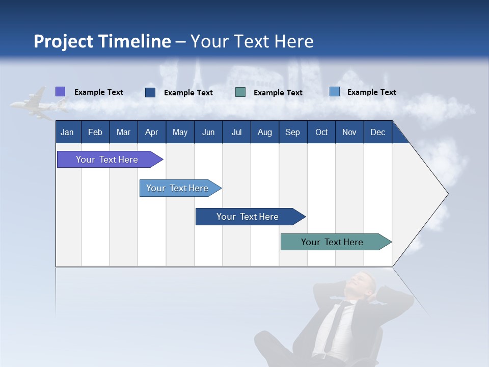 A Man Sitting In A Chair With A Plane In The Sky PowerPoint Template
