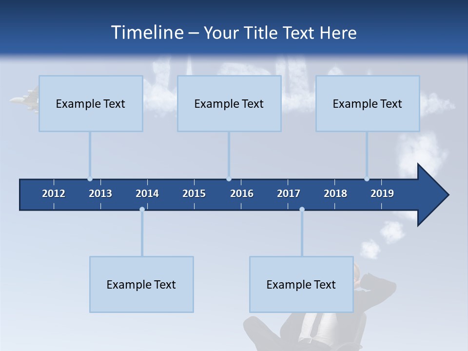 A Man Sitting In A Chair With A Plane In The Sky PowerPoint Template