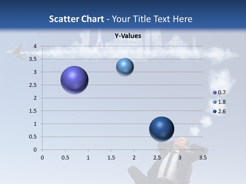 A Man Sitting In A Chair With A Plane In The Sky PowerPoint Template