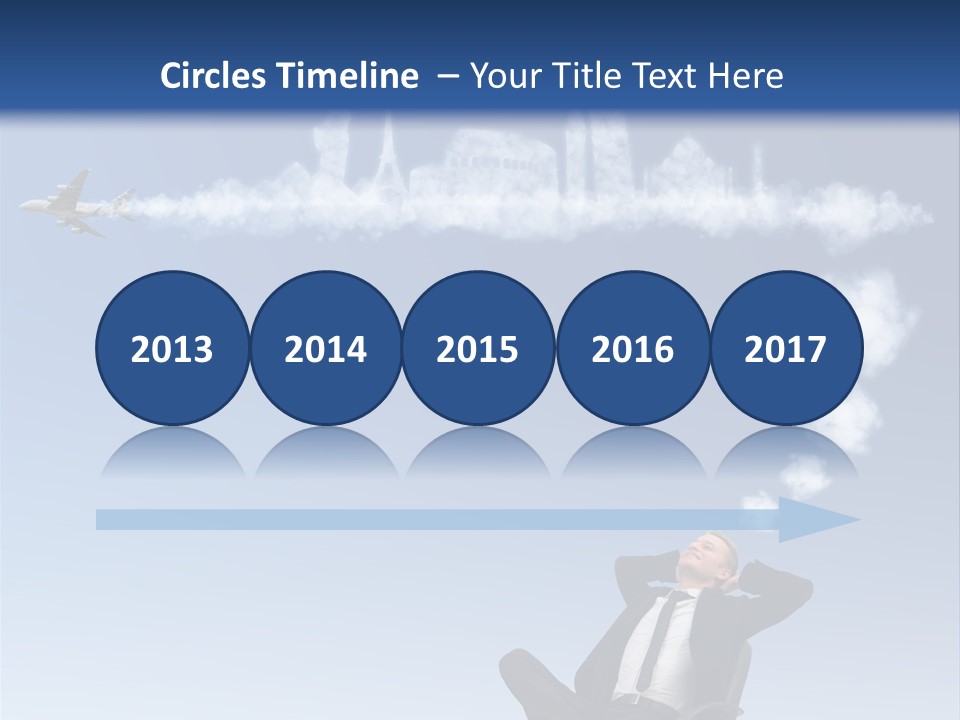 A Man Sitting In A Chair With A Plane In The Sky PowerPoint Template