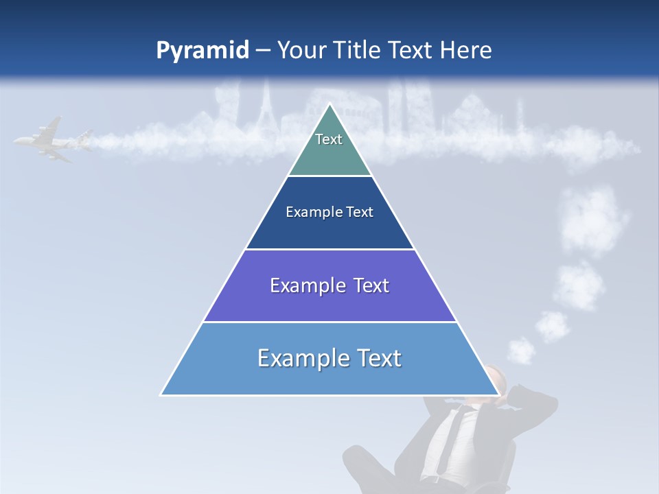 A Man Sitting In A Chair With A Plane In The Sky PowerPoint Template