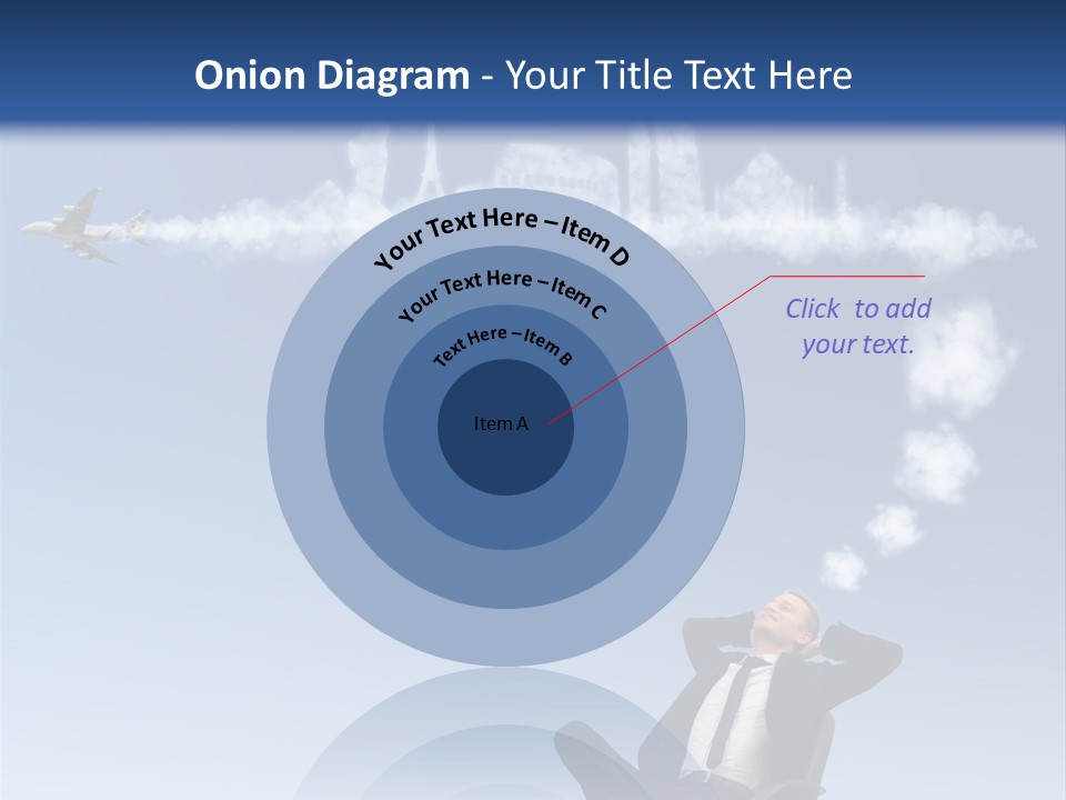 A Man Sitting In A Chair With A Plane In The Sky PowerPoint Template