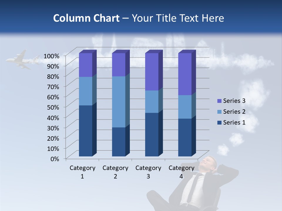 A Man Sitting In A Chair With A Plane In The Sky PowerPoint Template