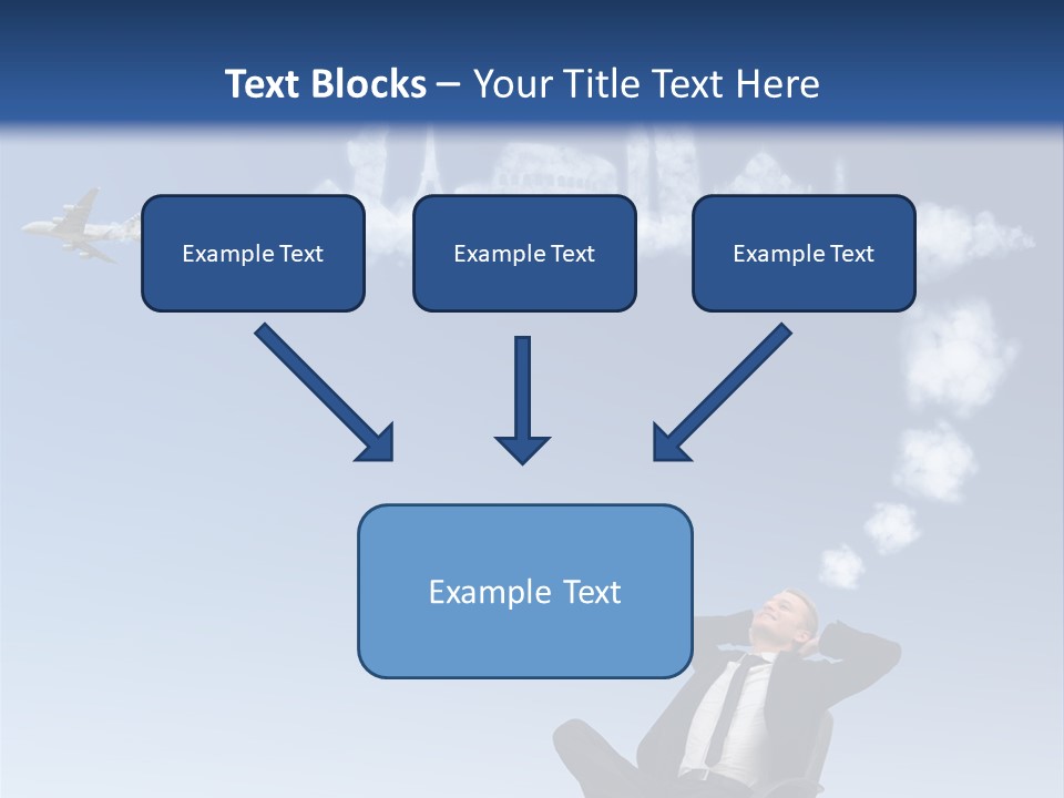 A Man Sitting In A Chair With A Plane In The Sky PowerPoint Template
