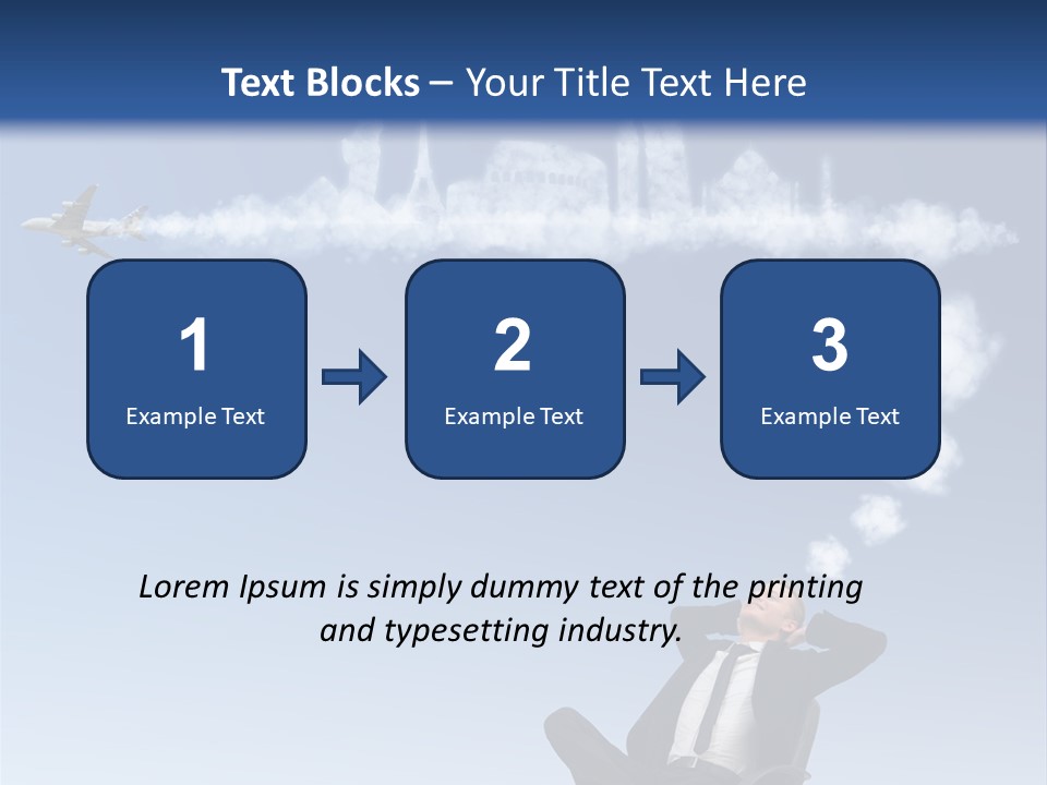 A Man Sitting In A Chair With A Plane In The Sky PowerPoint Template