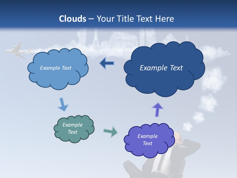 A Man Sitting In A Chair With A Plane In The Sky PowerPoint Template