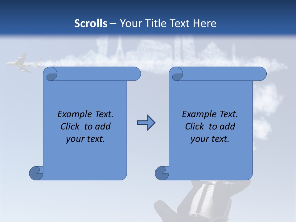 A Man Sitting In A Chair With A Plane In The Sky PowerPoint Template