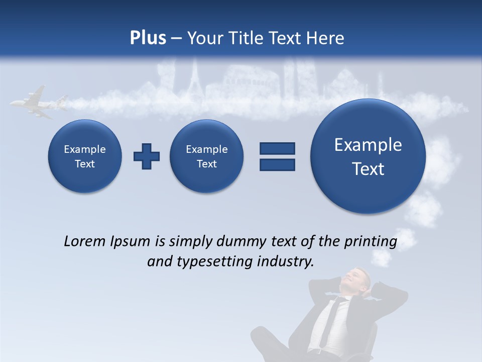 A Man Sitting In A Chair With A Plane In The Sky PowerPoint Template