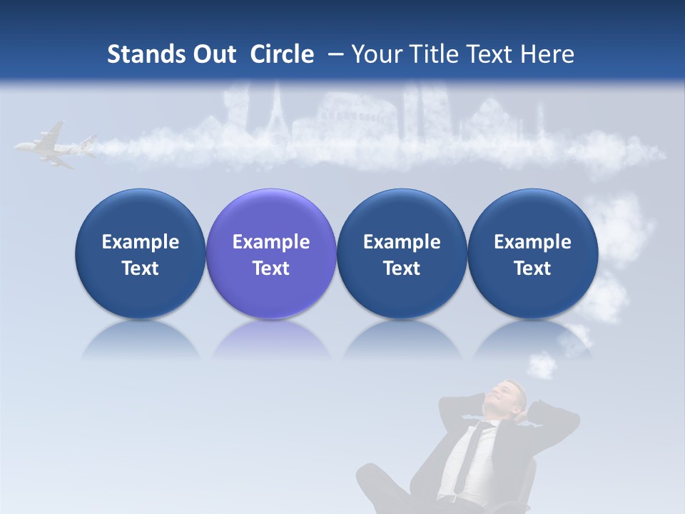 A Man Sitting In A Chair With A Plane In The Sky PowerPoint Template