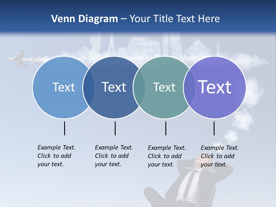 A Man Sitting In A Chair With A Plane In The Sky PowerPoint Template