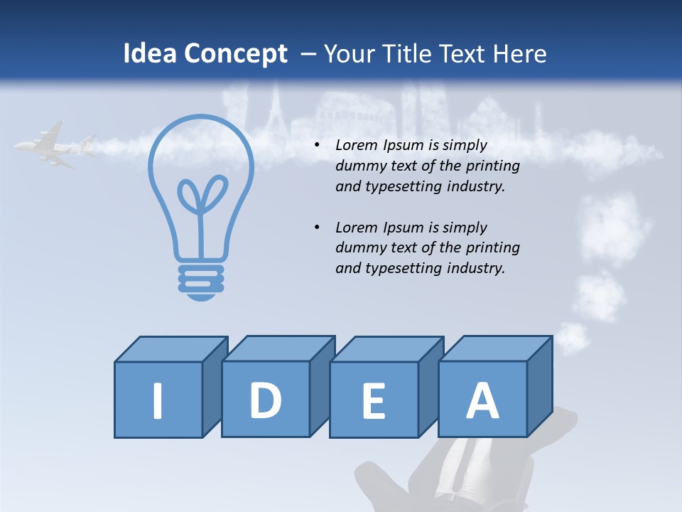 A Man Sitting In A Chair With A Plane In The Sky PowerPoint Template