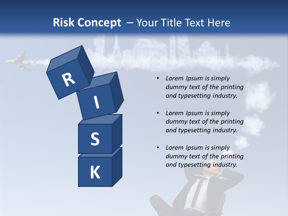 A Man Sitting In A Chair With A Plane In The Sky PowerPoint Template