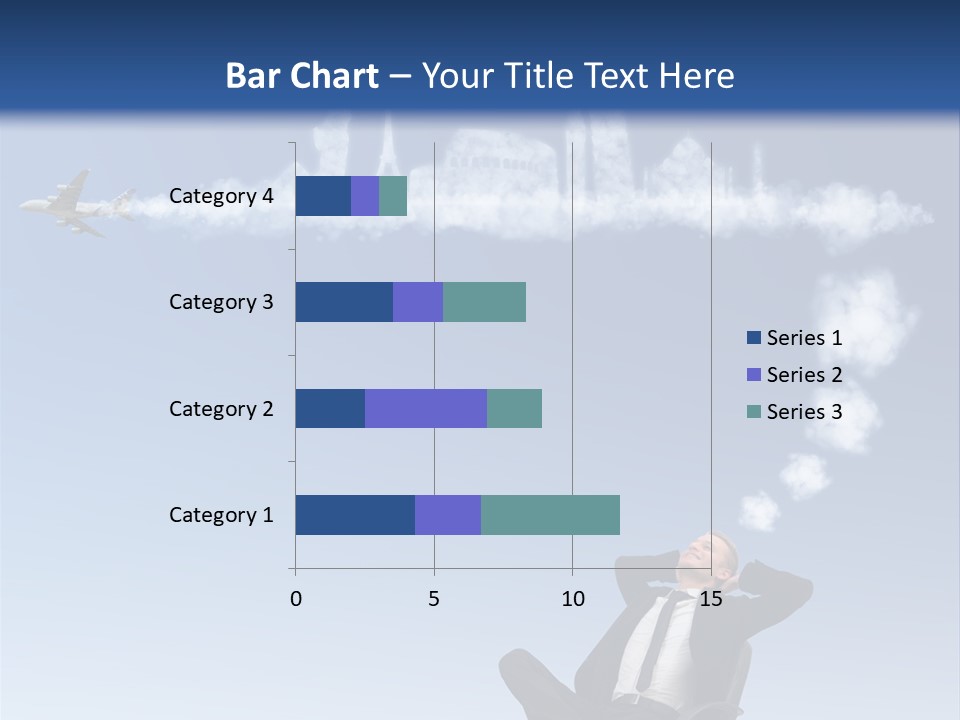 A Man Sitting In A Chair With A Plane In The Sky PowerPoint Template