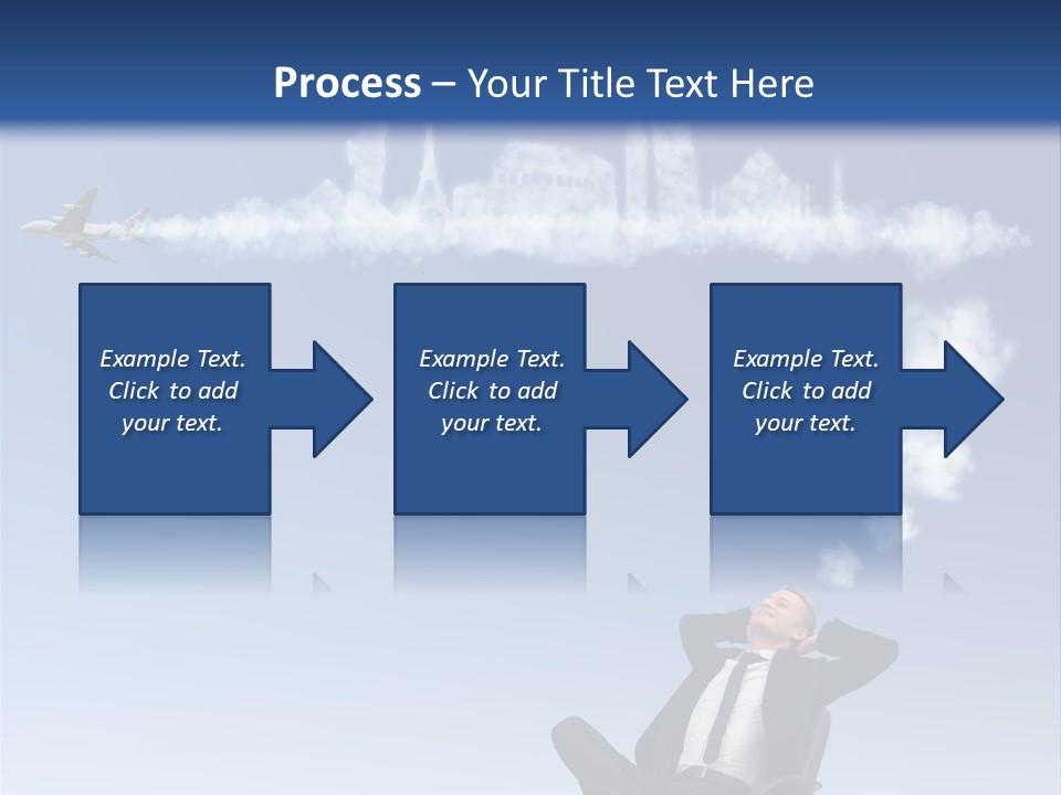 A Man Sitting In A Chair With A Plane In The Sky PowerPoint Template