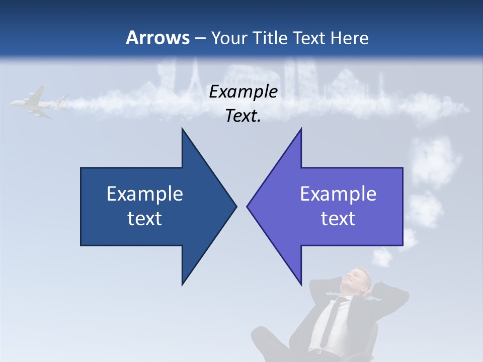 A Man Sitting In A Chair With A Plane In The Sky PowerPoint Template