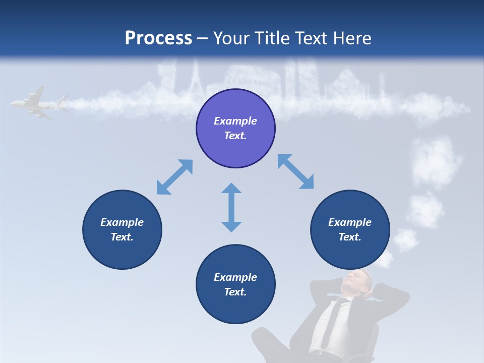 A Man Sitting In A Chair With A Plane In The Sky PowerPoint Template