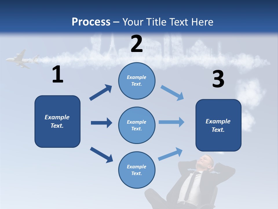 A Man Sitting In A Chair With A Plane In The Sky PowerPoint Template