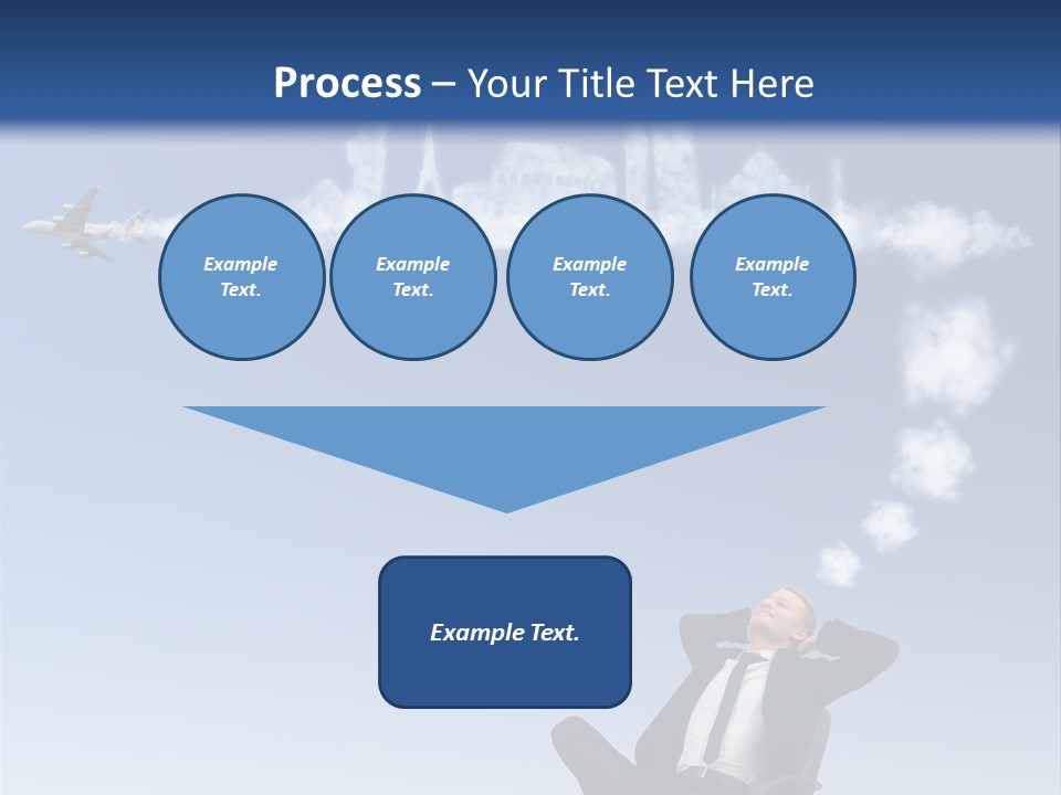 A Man Sitting In A Chair With A Plane In The Sky PowerPoint Template