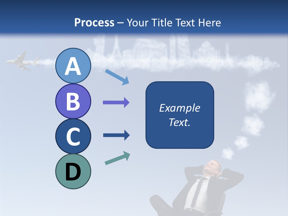 A Man Sitting In A Chair With A Plane In The Sky PowerPoint Template