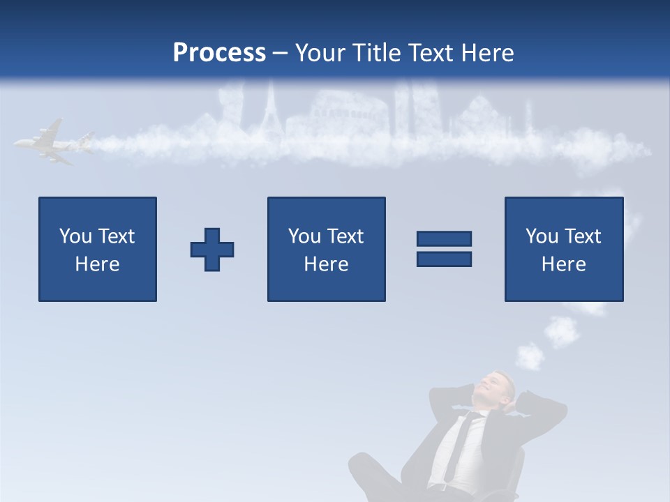A Man Sitting In A Chair With A Plane In The Sky PowerPoint Template