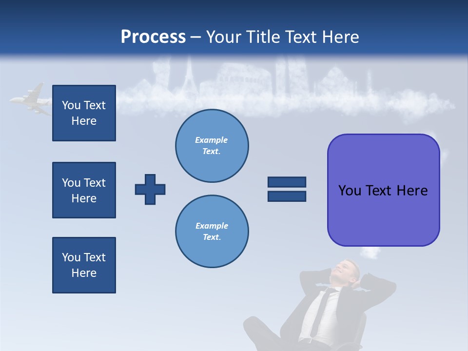 A Man Sitting In A Chair With A Plane In The Sky PowerPoint Template