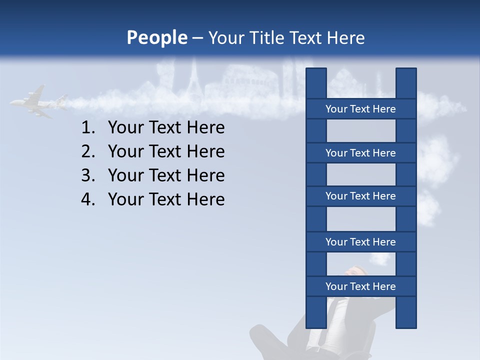 A Man Sitting In A Chair With A Plane In The Sky PowerPoint Template