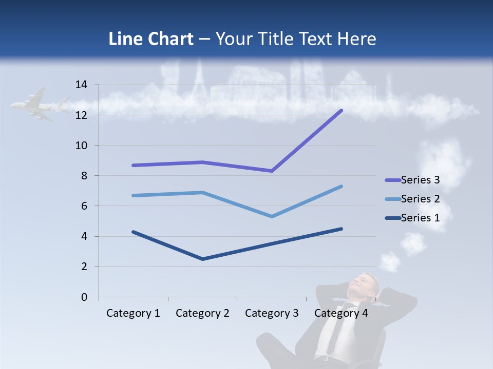 A Man Sitting In A Chair With A Plane In The Sky PowerPoint Template