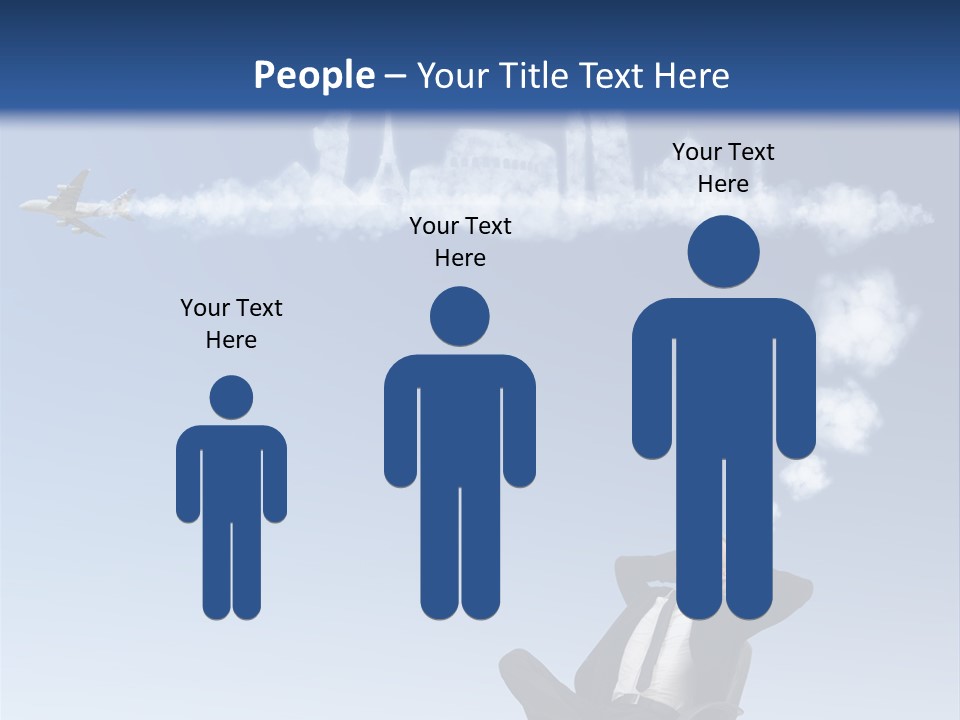 A Man Sitting In A Chair With A Plane In The Sky PowerPoint Template