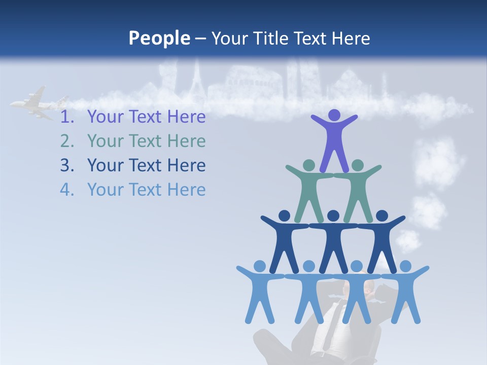 A Man Sitting In A Chair With A Plane In The Sky PowerPoint Template