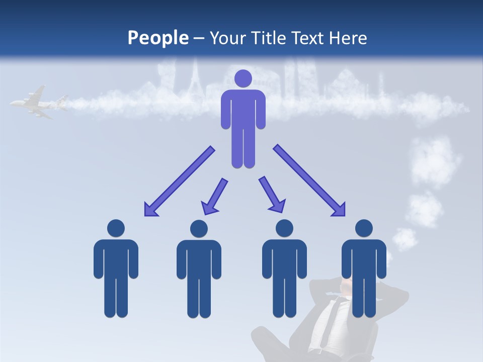 A Man Sitting In A Chair With A Plane In The Sky PowerPoint Template