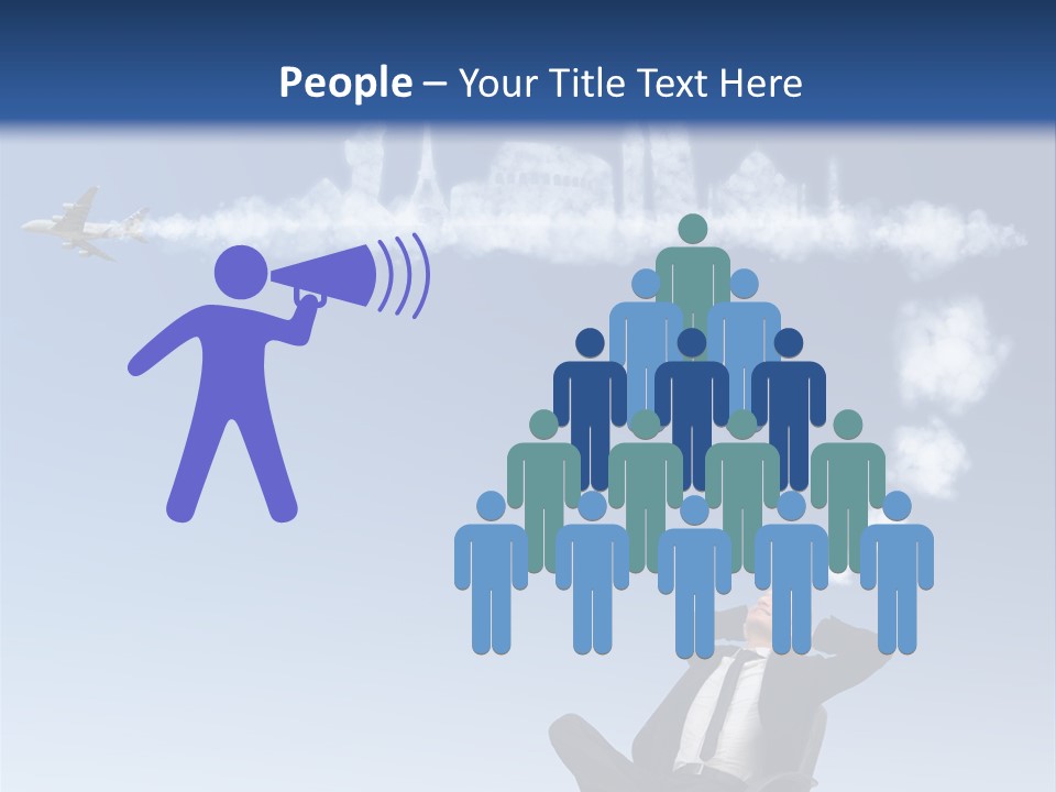 A Man Sitting In A Chair With A Plane In The Sky PowerPoint Template