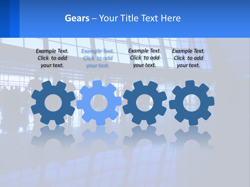 A Group Of People Walking Through An Airport PowerPoint Template