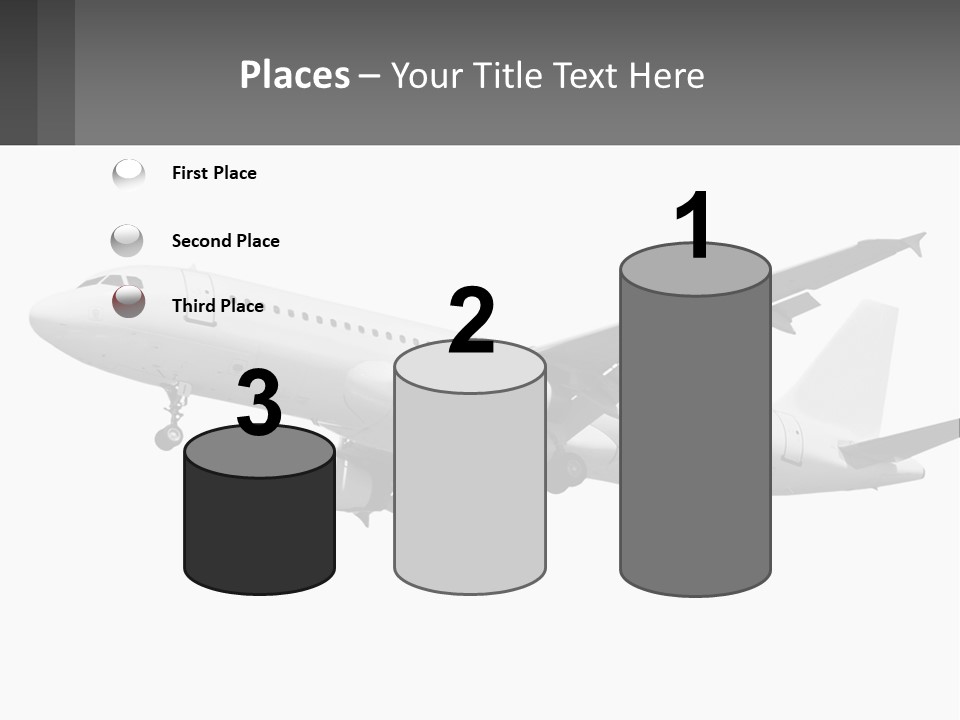 An Airplane Is Flying In The Sky With A Gray Background PowerPoint Template