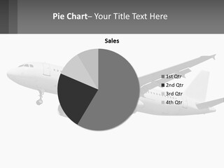 An Airplane Is Flying In The Sky With A Gray Background PowerPoint Template