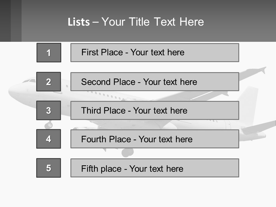 An Airplane Is Flying In The Sky With A Gray Background PowerPoint Template