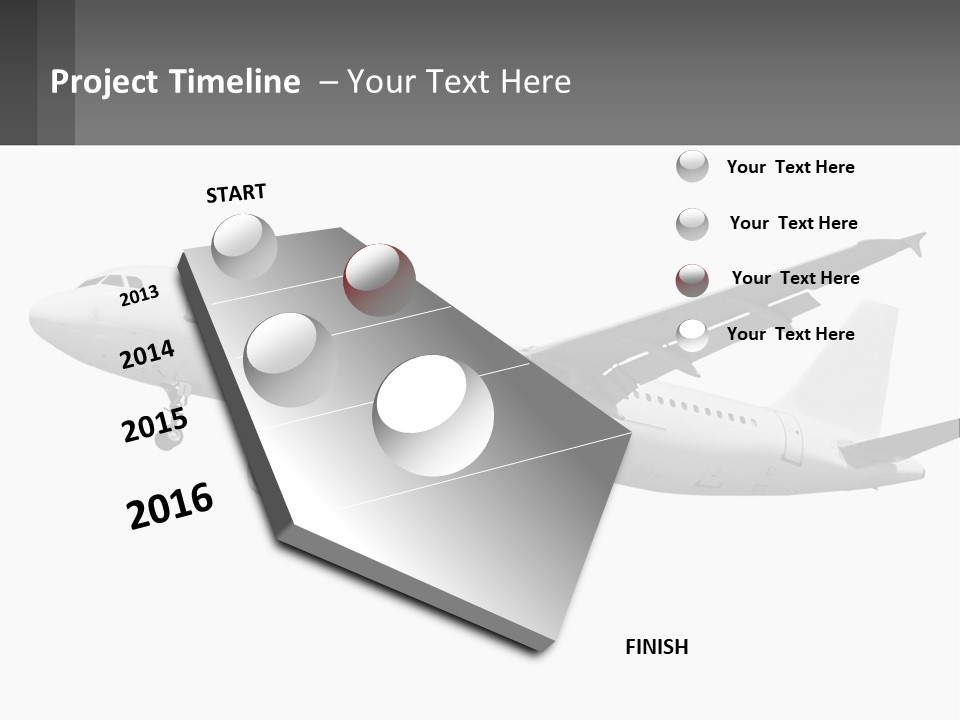 An Airplane Is Flying In The Sky With A Gray Background PowerPoint Template