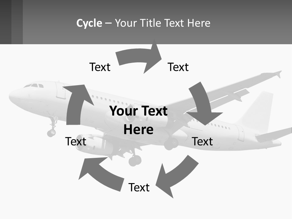 An Airplane Is Flying In The Sky With A Gray Background PowerPoint Template
