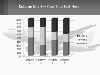 An Airplane Is Flying In The Sky With A Gray Background PowerPoint Template
