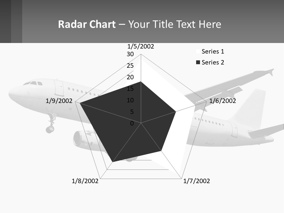 An Airplane Is Flying In The Sky With A Gray Background PowerPoint Template