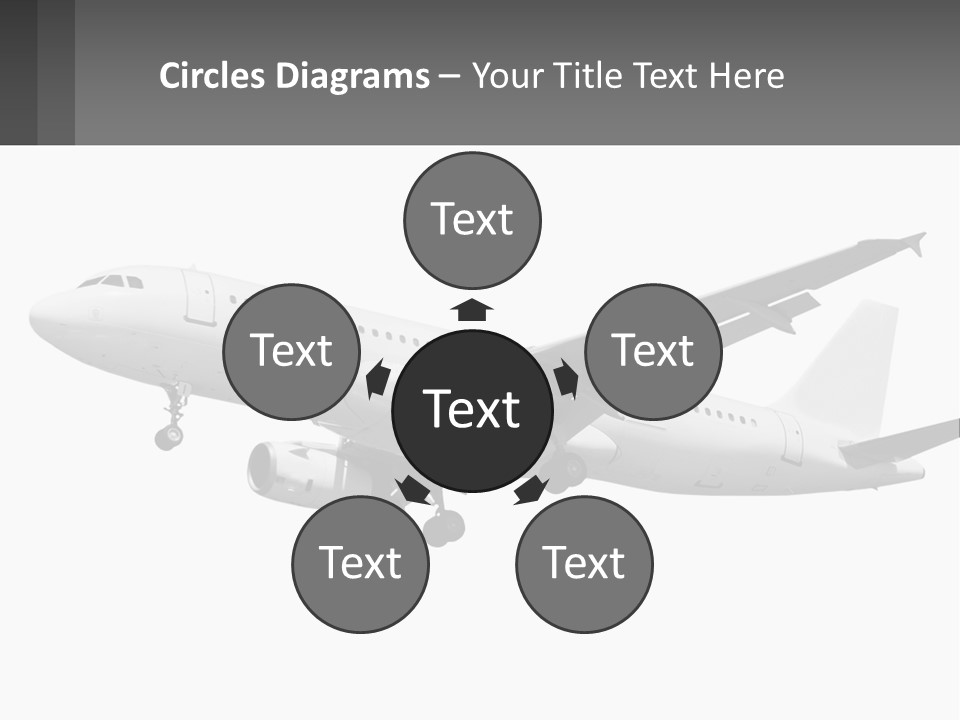 An Airplane Is Flying In The Sky With A Gray Background PowerPoint Template