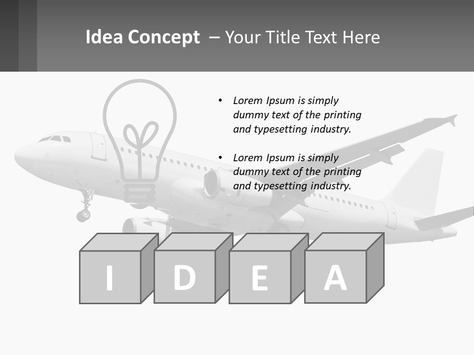 An Airplane Is Flying In The Sky With A Gray Background PowerPoint Template