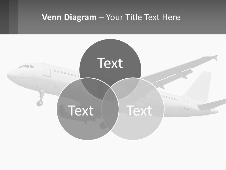 An Airplane Is Flying In The Sky With A Gray Background PowerPoint Template