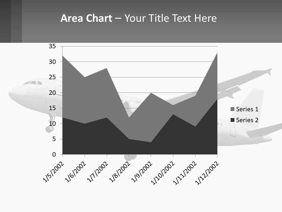 An Airplane Is Flying In The Sky With A Gray Background PowerPoint Template