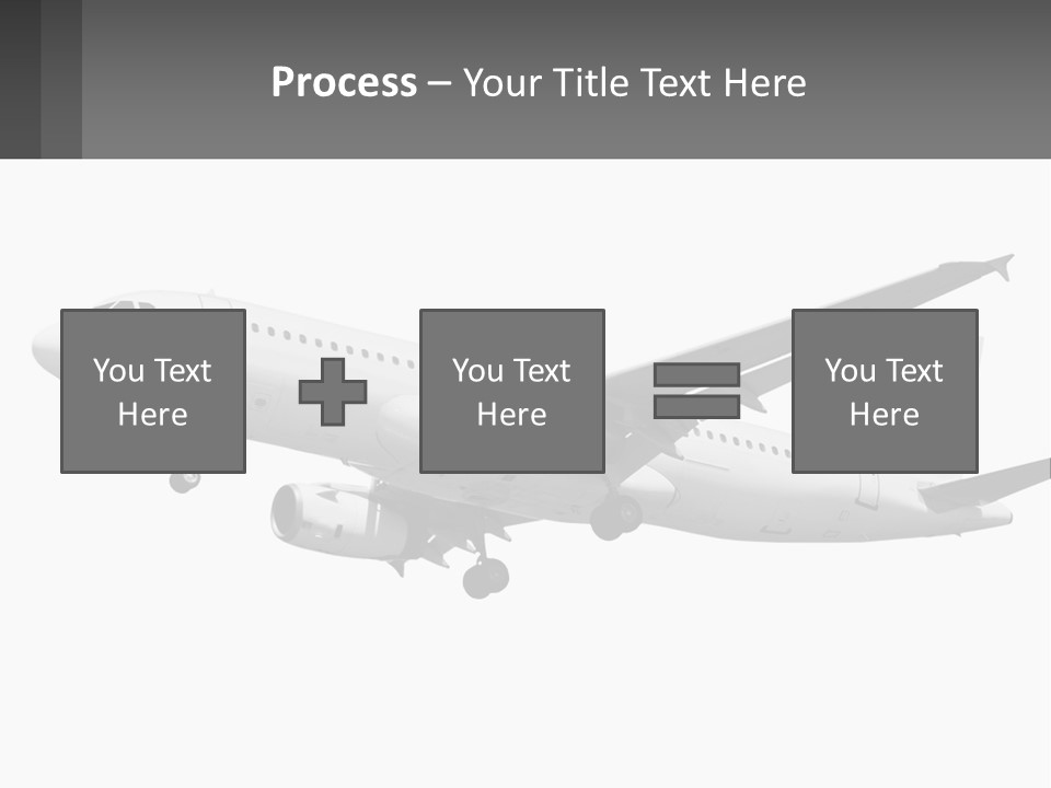 An Airplane Is Flying In The Sky With A Gray Background PowerPoint Template