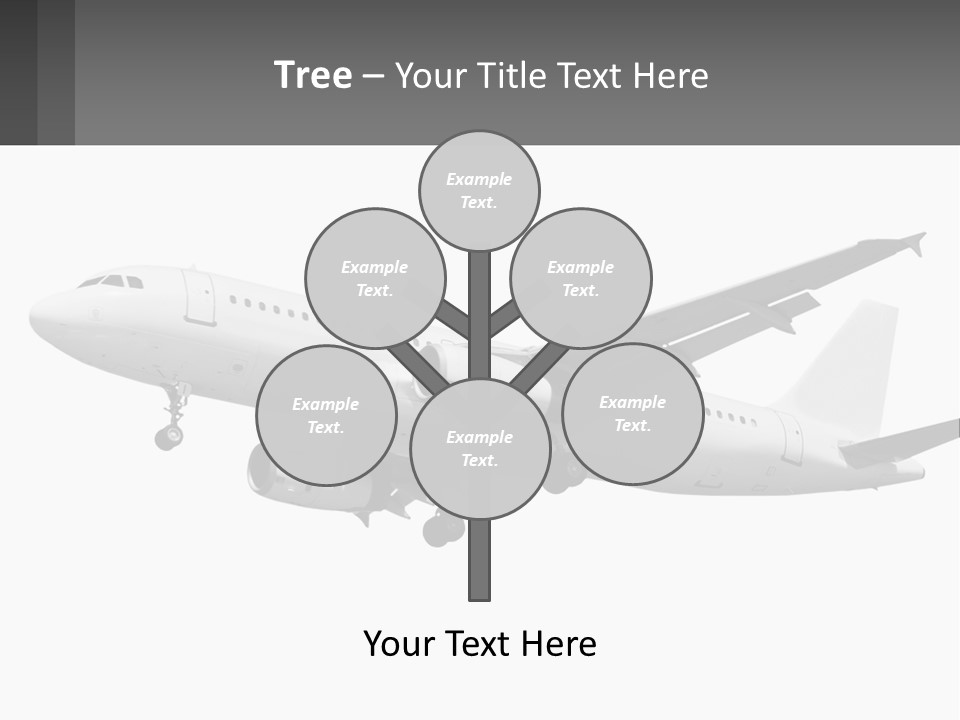 An Airplane Is Flying In The Sky With A Gray Background PowerPoint Template
