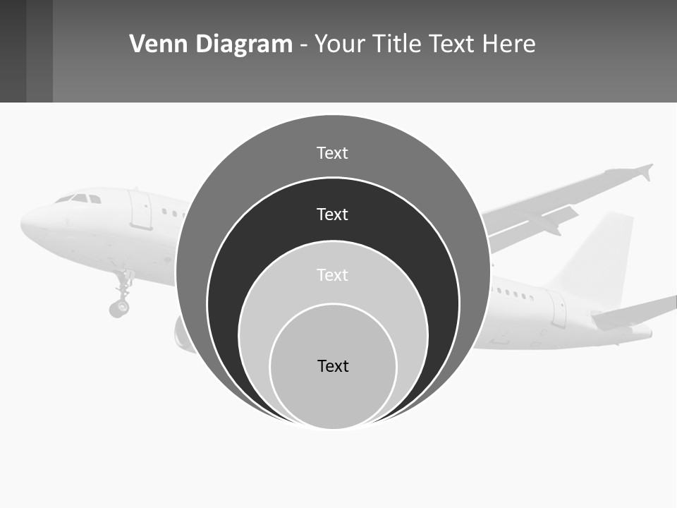 An Airplane Is Flying In The Sky With A Gray Background PowerPoint Template